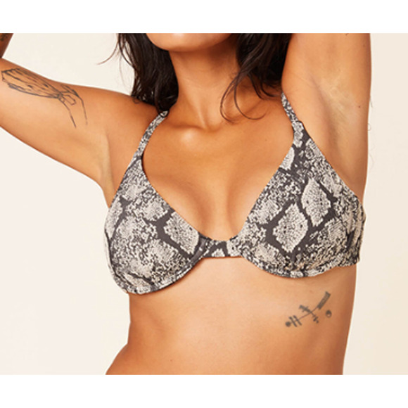 NWT Andie Women's The Sicily Swim Bikini Top Textured Snakeprint Size M - Picture 1 of 7